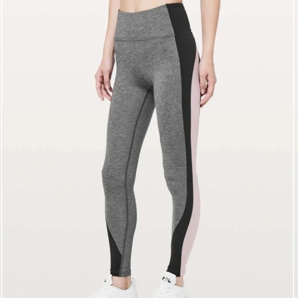 Lululemon Get Going Train Tight *28"‎ Heathered Black / Black / Smoky Blush